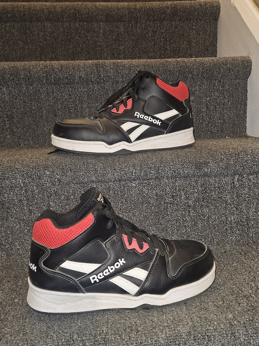 Reebok Black, White & Red Mid-Top Sneakers Steel Toe